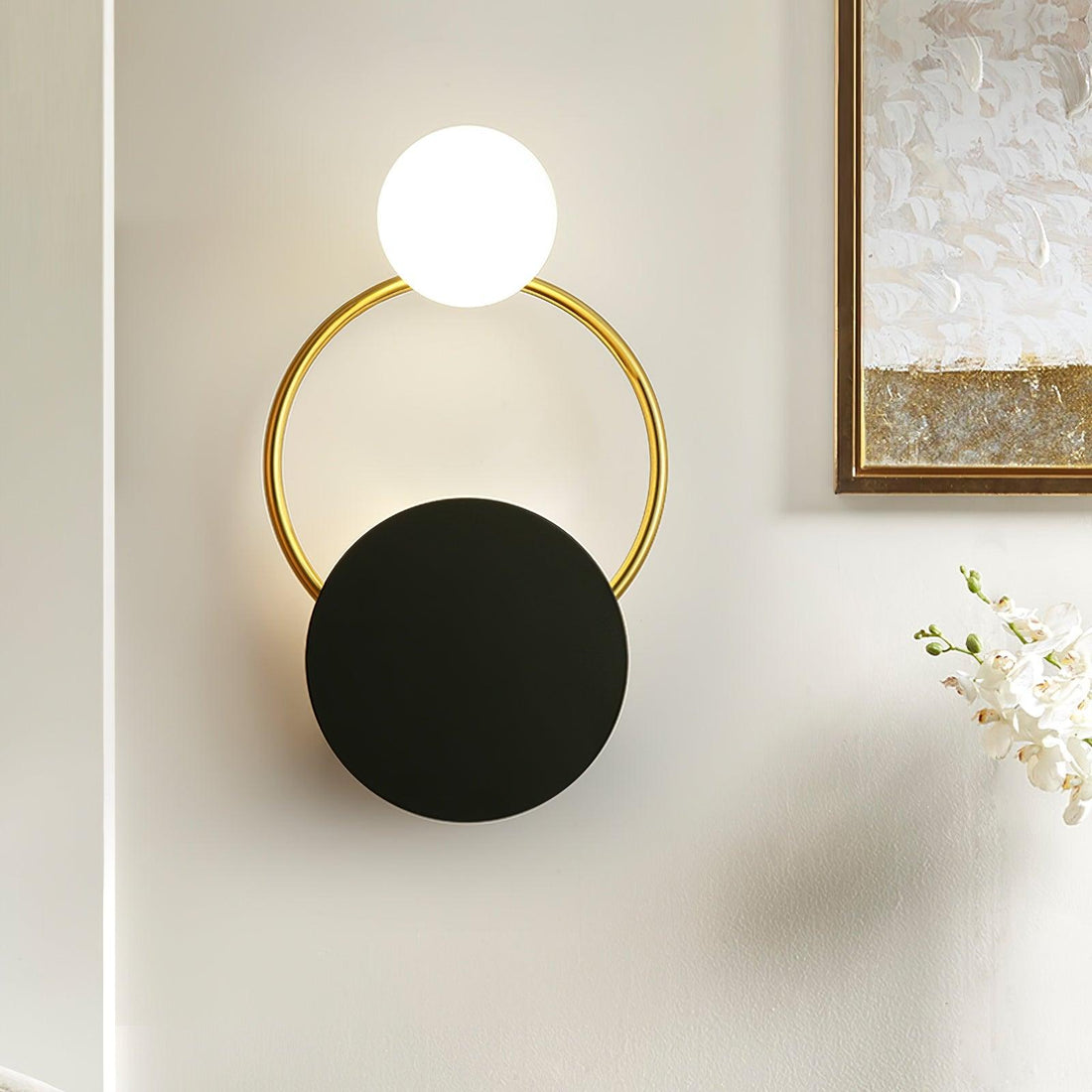 Black Circular Rings Wall Light