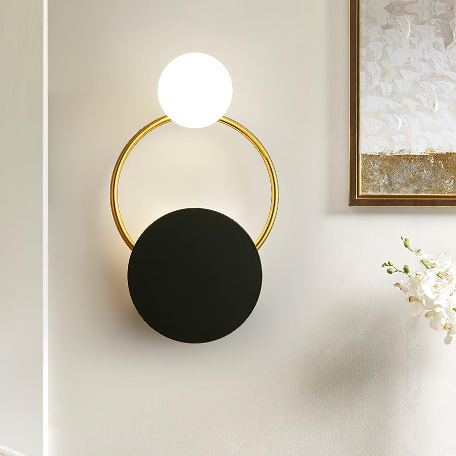 Black Circular Rings Wall Light