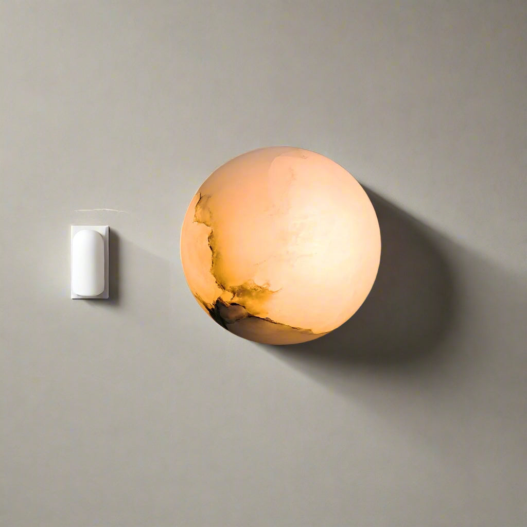 Alabaster Elegance Japandi Mini Orb Wall Lamp