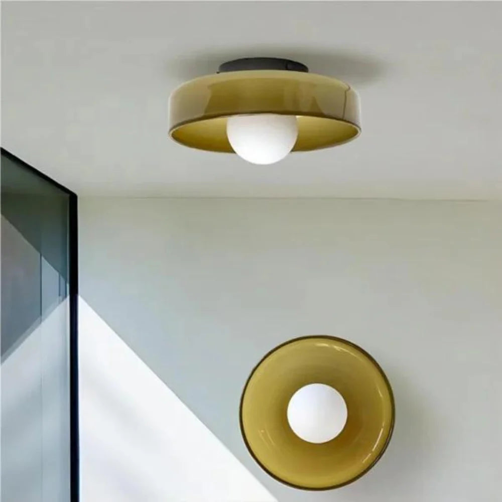 Nordic Glass Olive Disc Wall and Ceiling Light