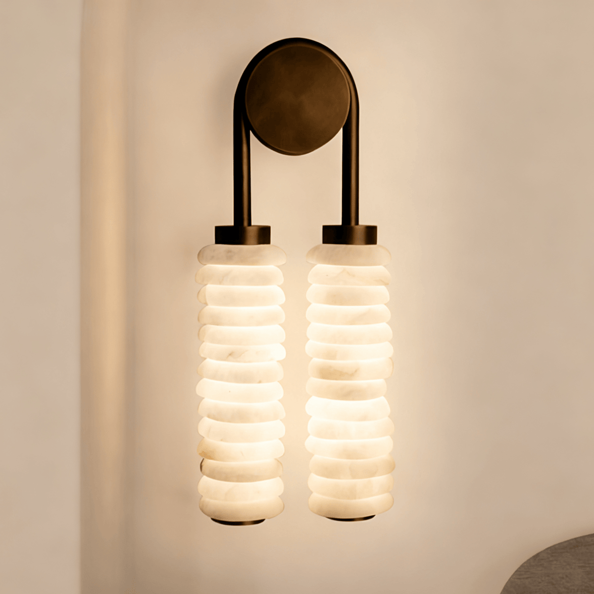 Calla Ribbed Nordic Modern Alabaster Stone Wall Light