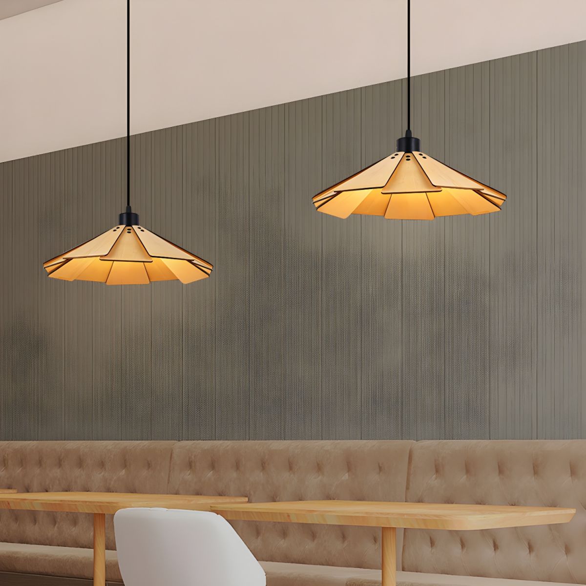 Sora Cone Wabi-Sabi Wood Pendant Light