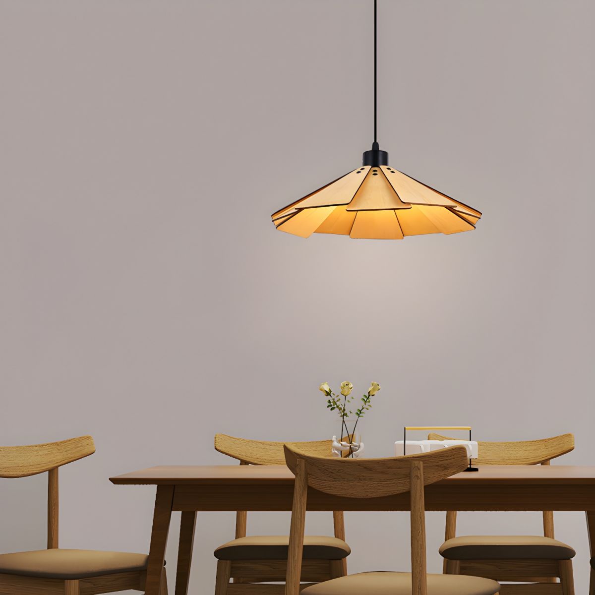 Sora Cone Wabi-Sabi Wood Pendant Light