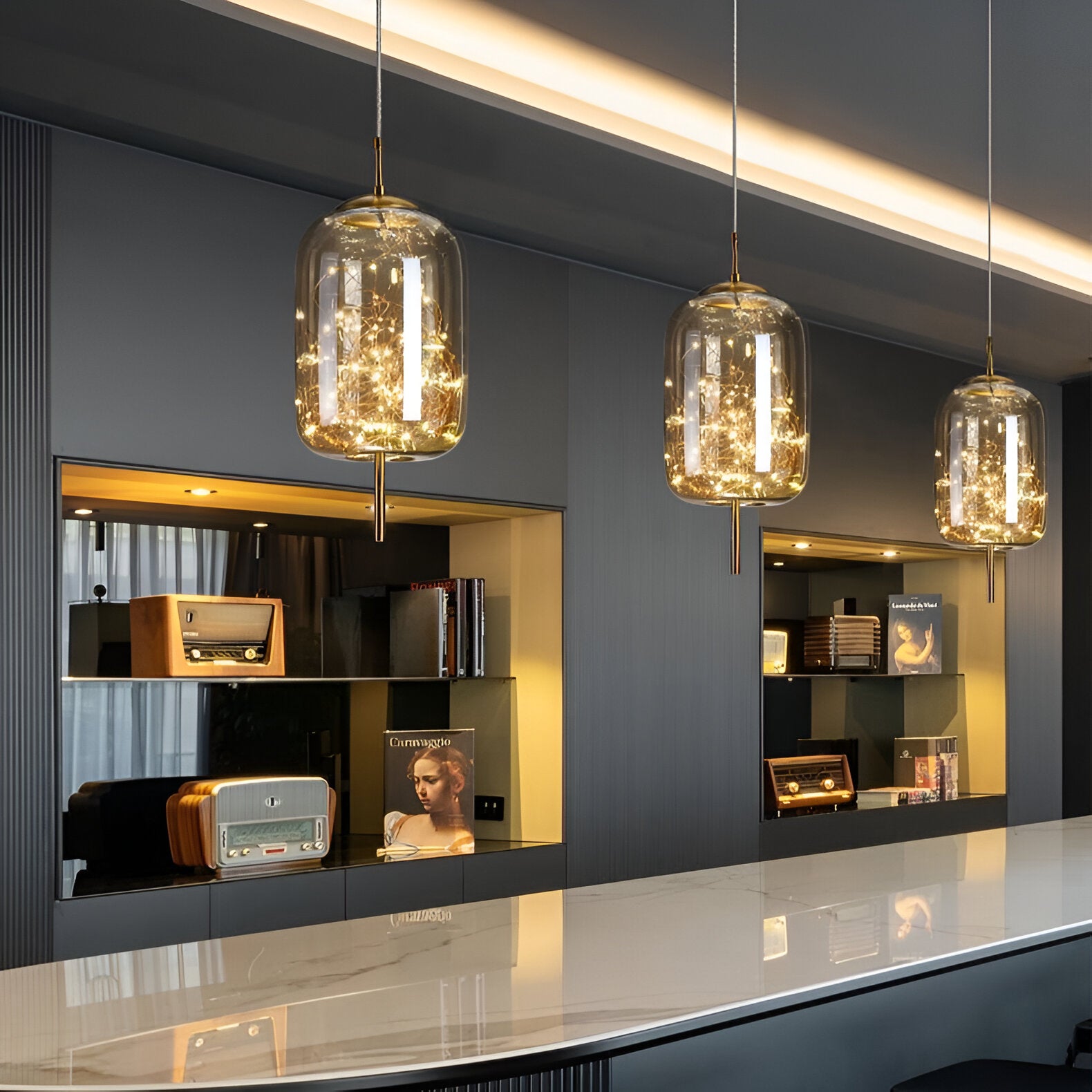 Lampe suspendue en verre moderne de luxe nordique