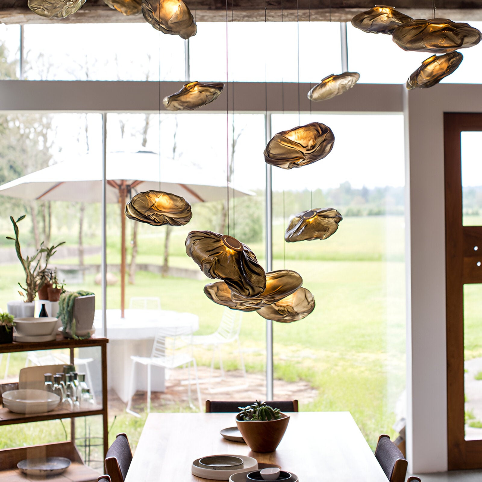 Fiberglass Clouds Minimalist Glass Pendant Light
