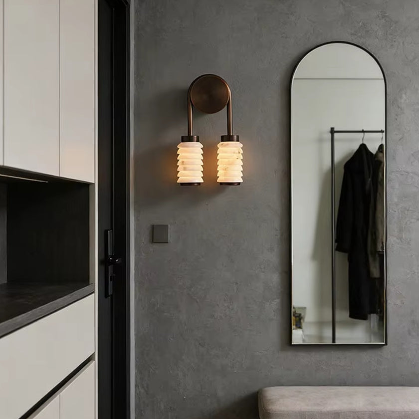 Calla Ribbed Nordic Modern Alabaster Stone Wall Light