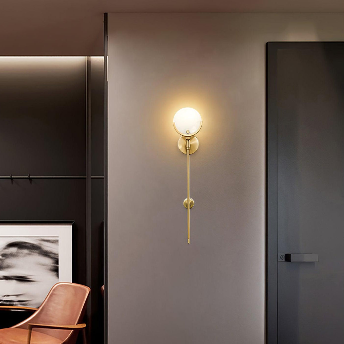 Alabaster Marble Ava Brass Wall Light