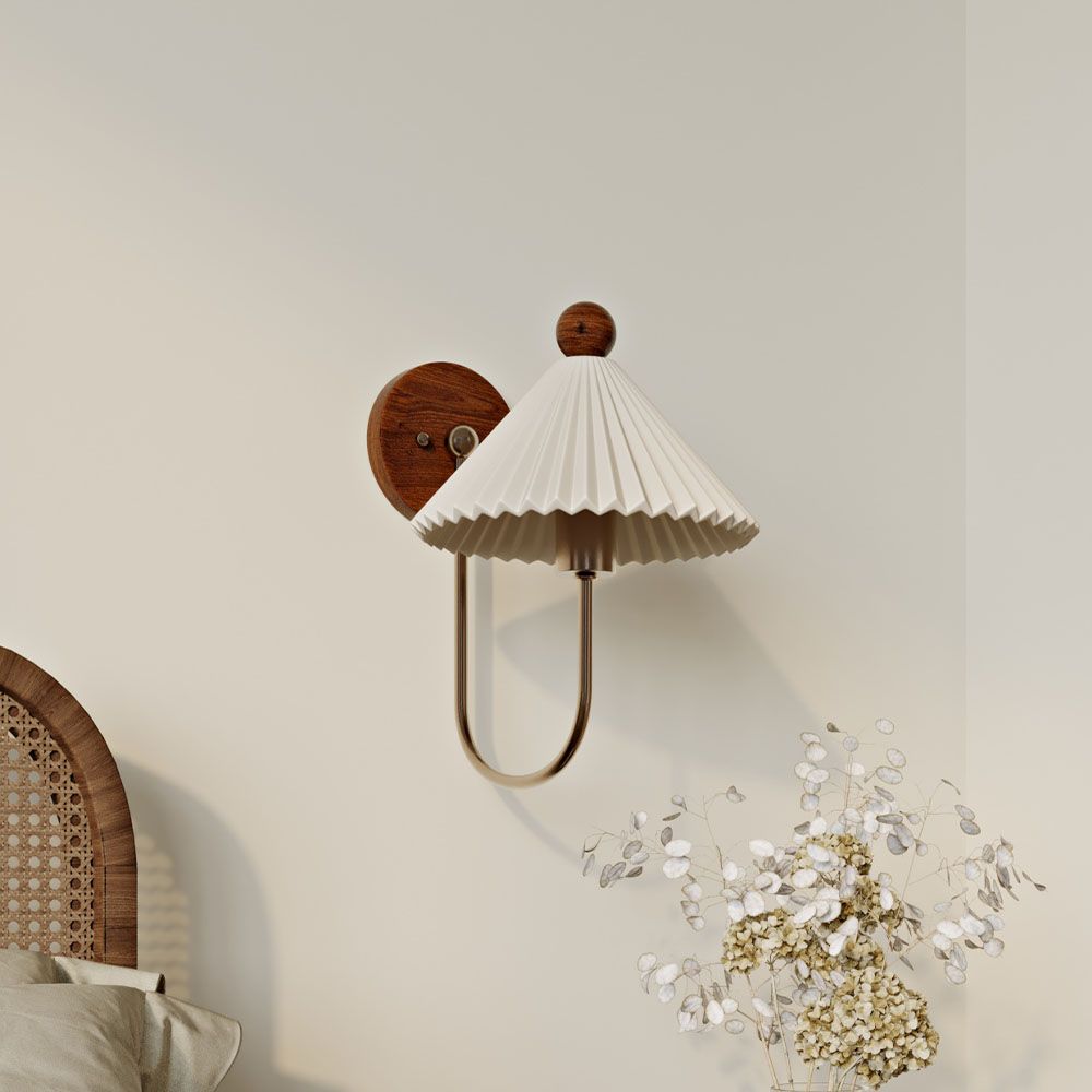 Nordic Solid Wood Bedside Wall Light