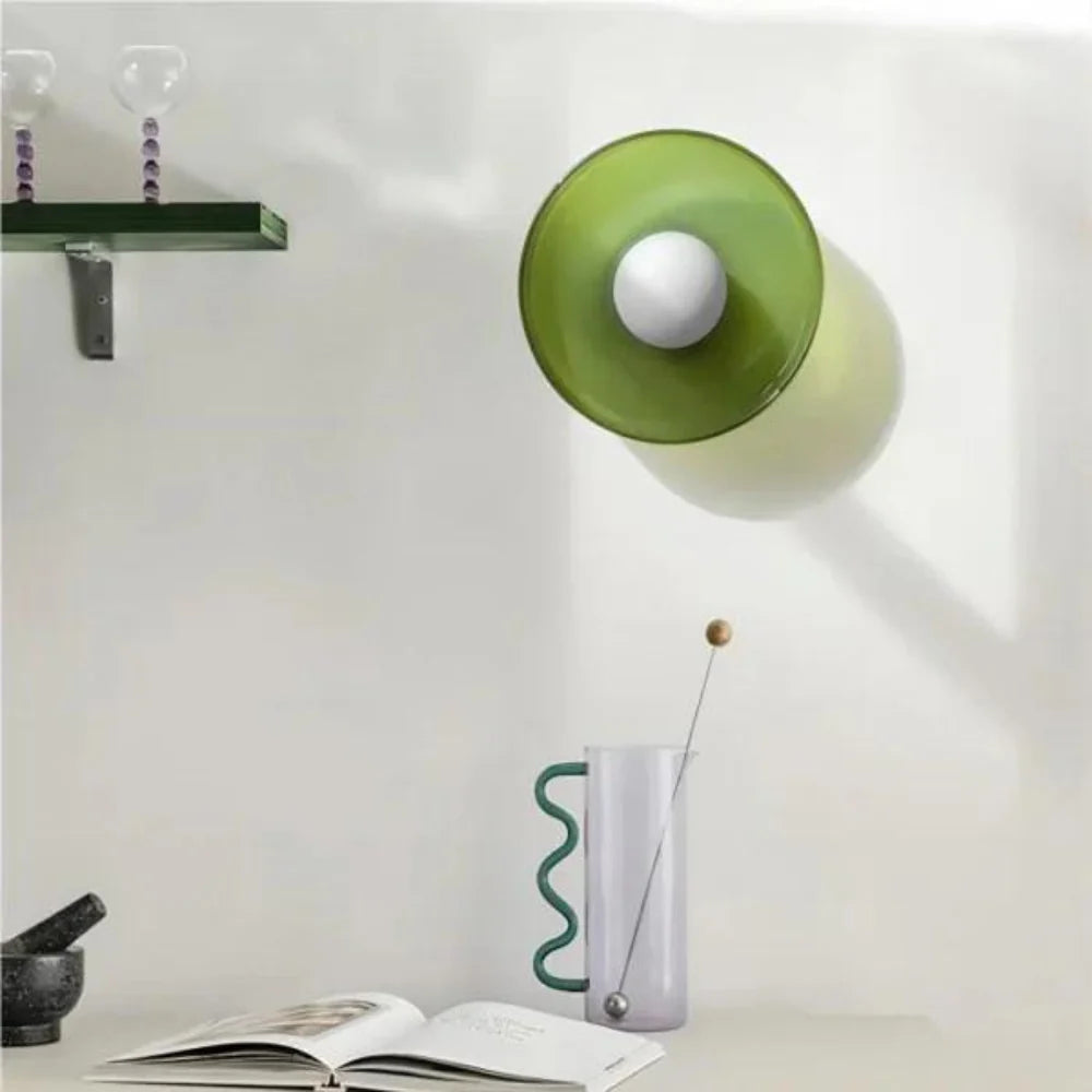 Nordic Glass Olive Disc Wall and Ceiling Light