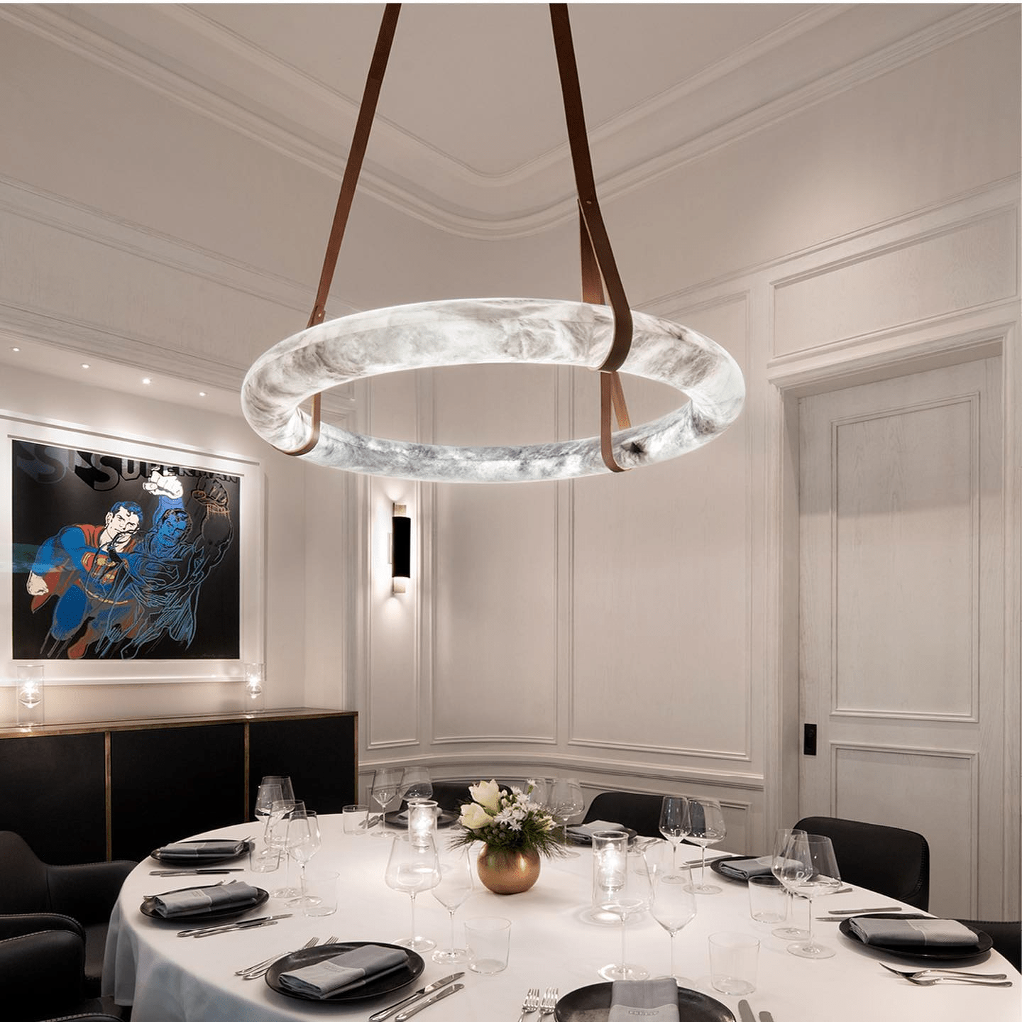 Halo Minimalist Alabaster Ring Pendant Light