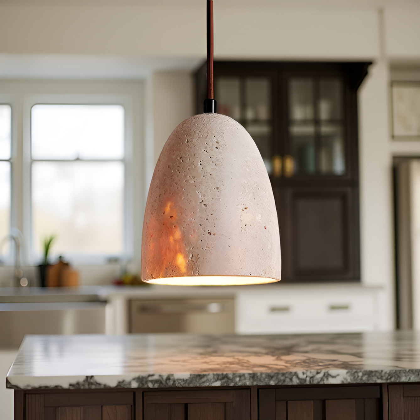 Solenne Minimalist Travertine Pendant Light