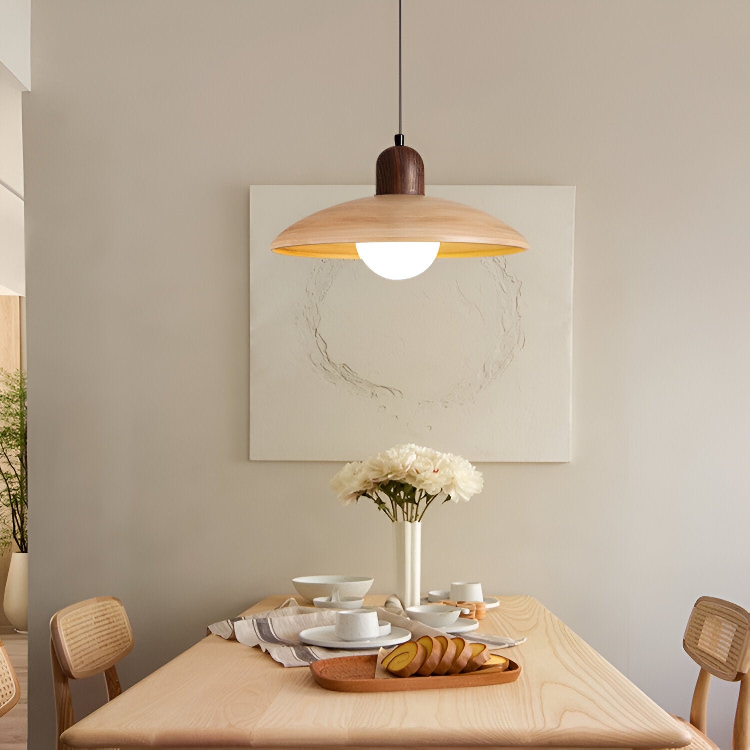 Japanese Style Wabi-Sabi Walnut Pendant Light