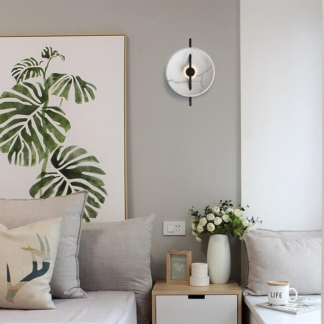 LumiSphere - Lampada da parete LED rotonda elegante realizzata in resina e marmo