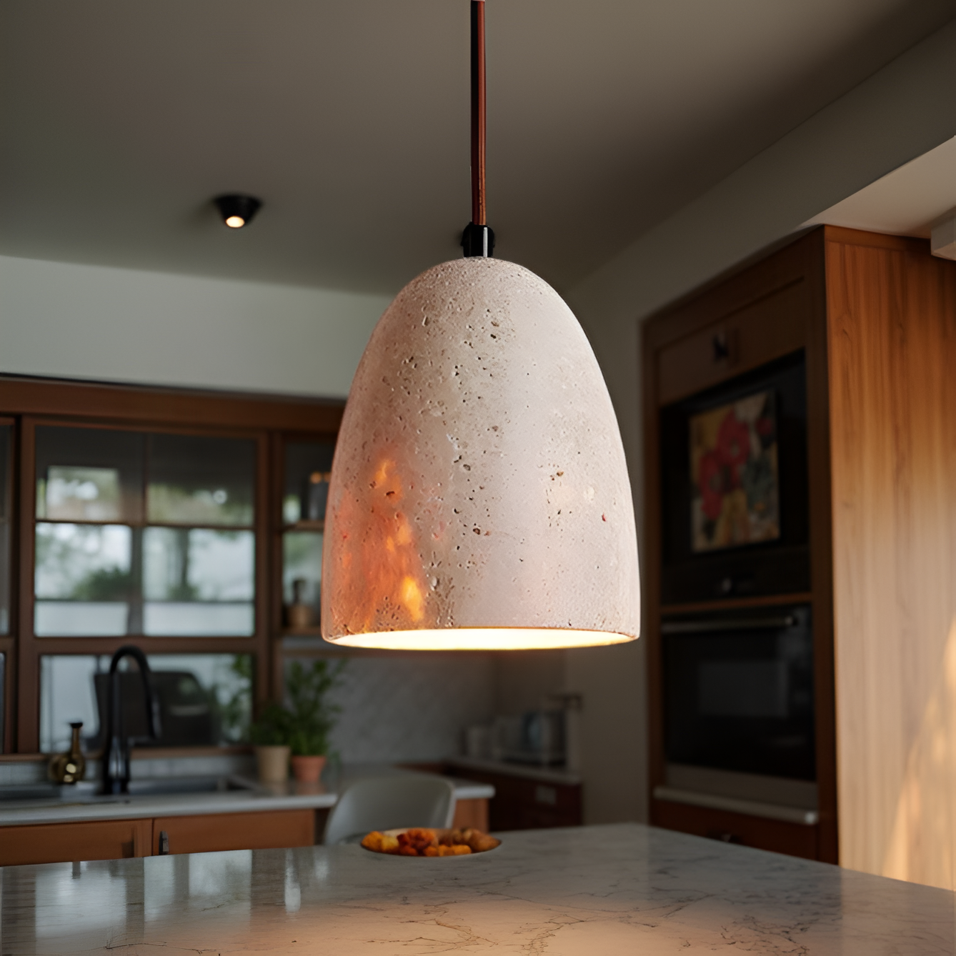 Solenne Minimalist Travertine Pendant Light