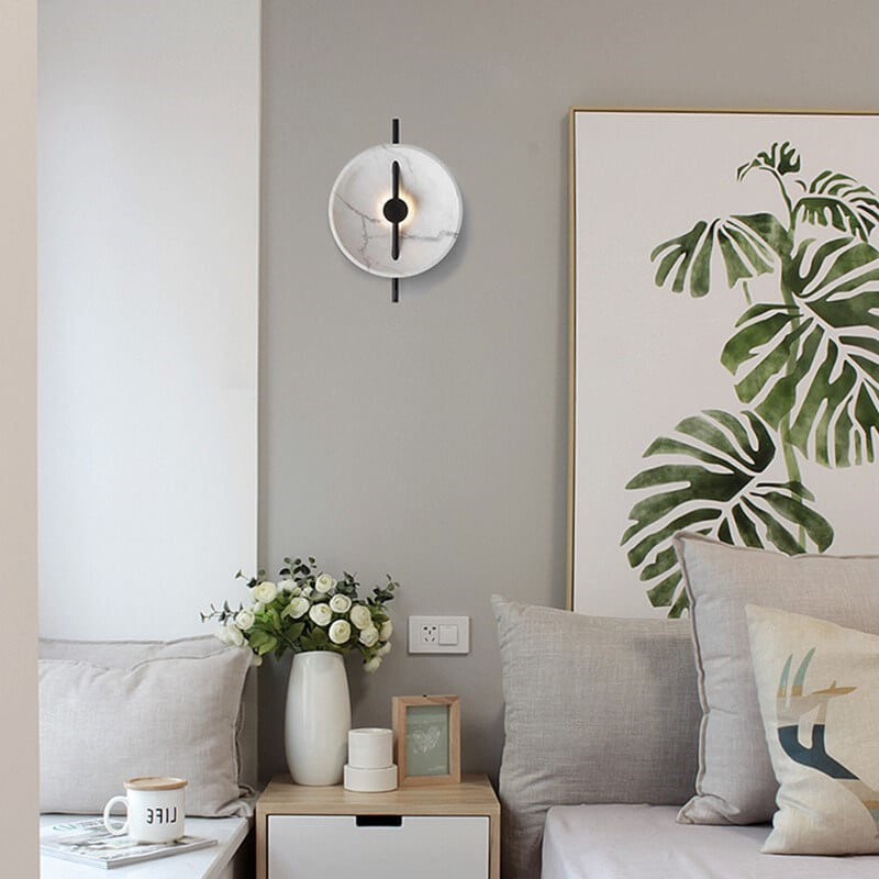 LumiSphere - Lampada da parete LED rotonda elegante realizzata in resina e marmo