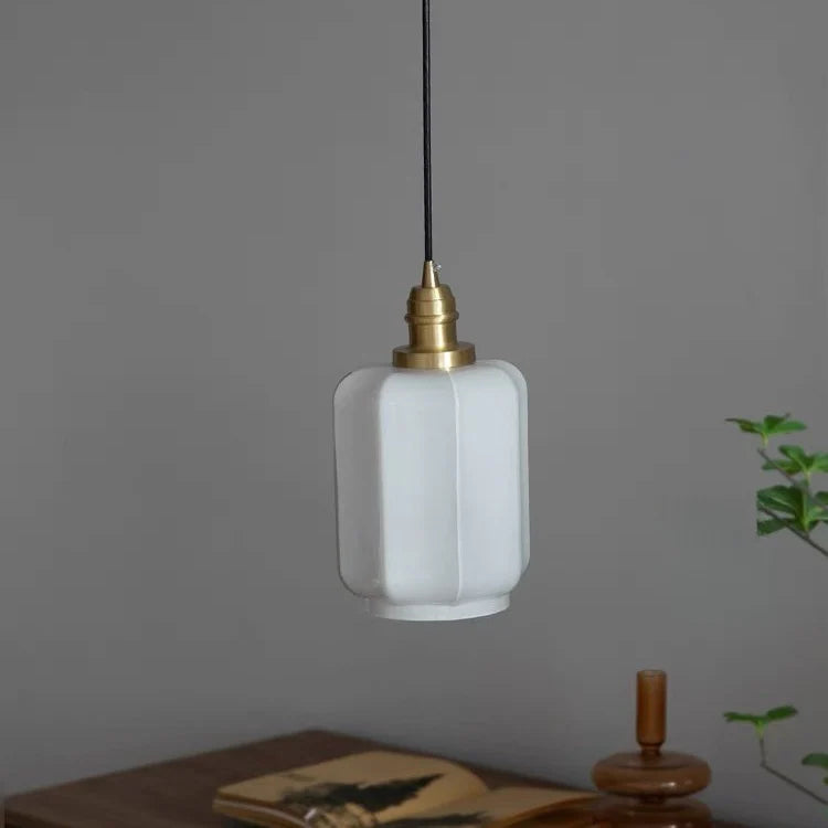 Aurelia Vintage Retro White Jade Glass Pendant Light