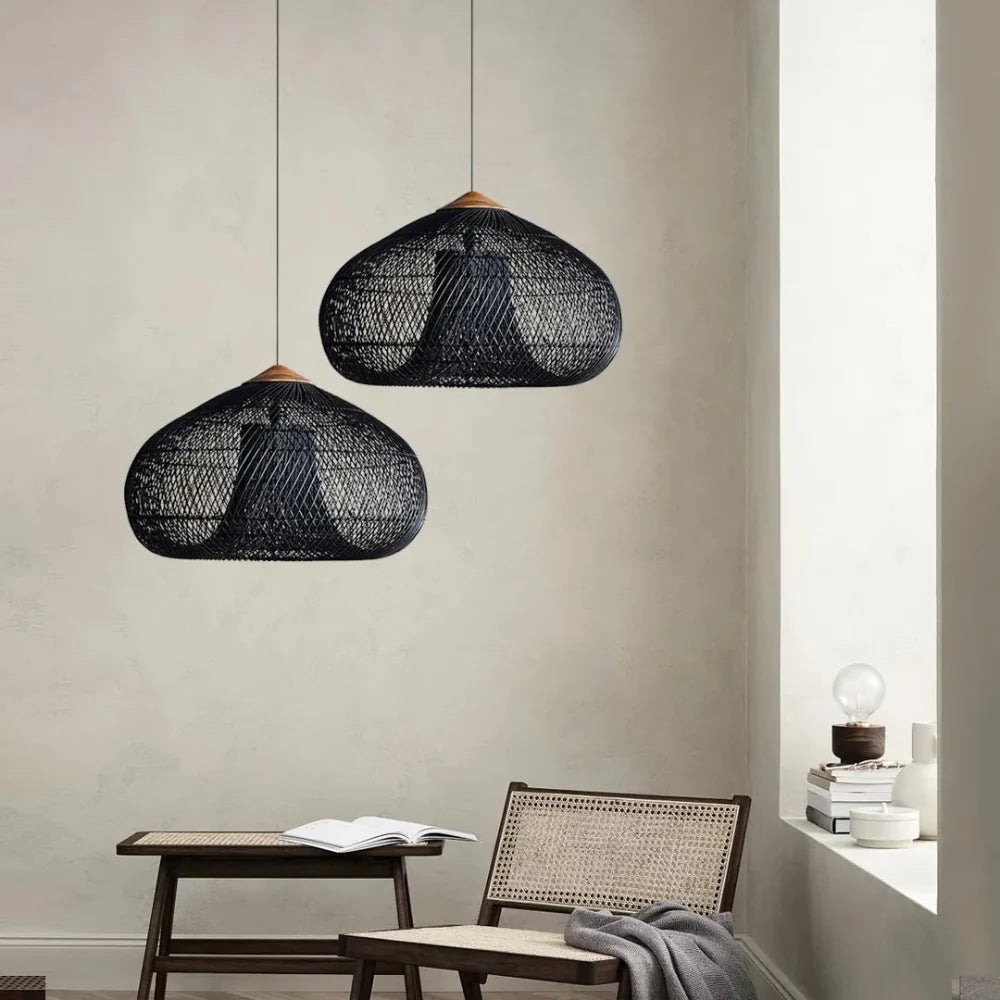 Elegant Handmade Rattan Japandi Pendant Light