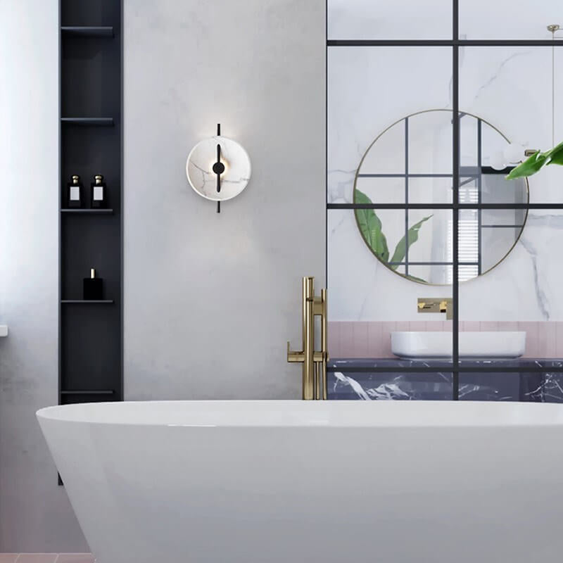 LumiSphere - Lampada da parete LED rotonda elegante realizzata in resina e marmo