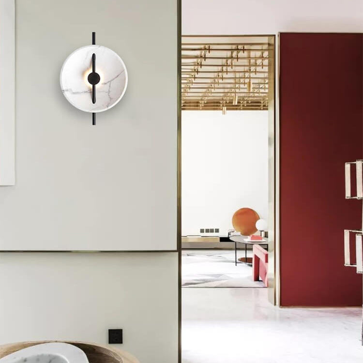 LumiSphere - Lampada da parete LED rotonda elegante realizzata in resina e marmo