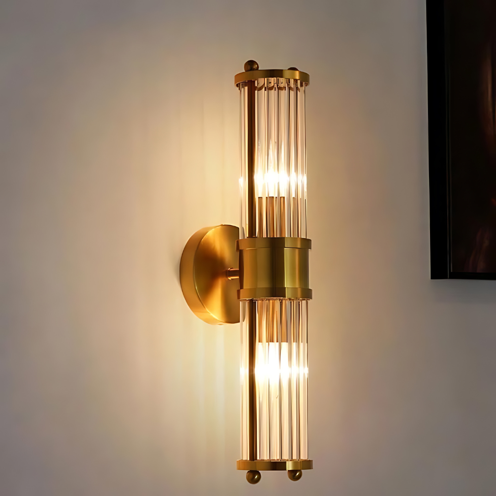 The Lumina Bloom Brass Crystal Japandi Wall Lamp