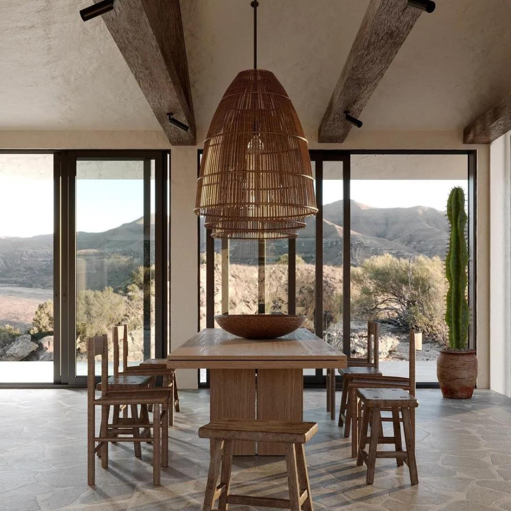 Rustic Natural Rattan Light