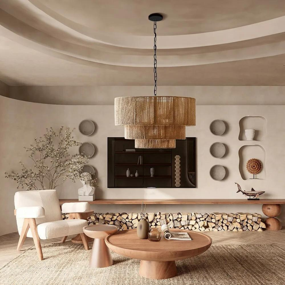 The Elegant Woven Waterfall Rattan Pendant Light