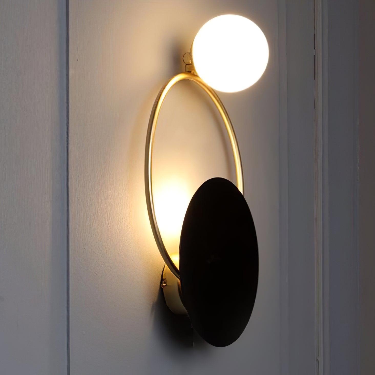 Black Circular Rings Wall Light