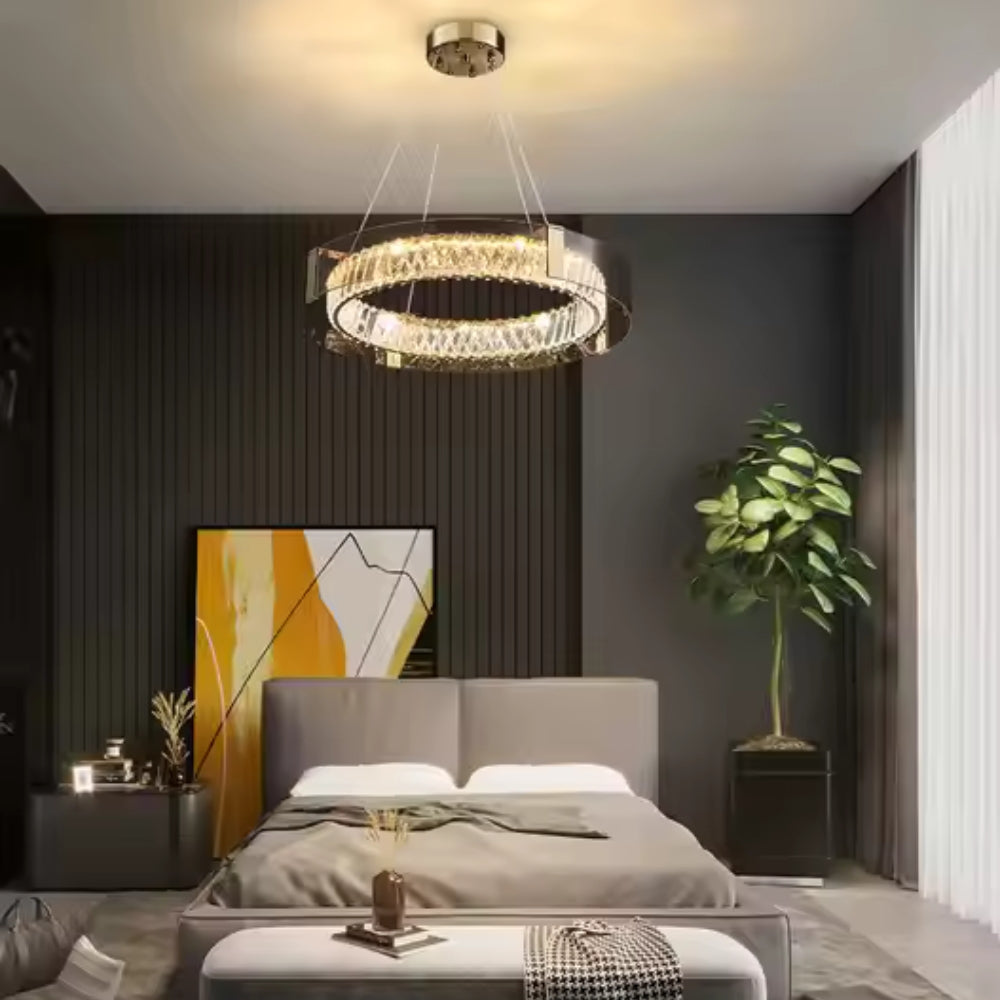 Nordic Crystal Stainless Steel Glass Chandelier