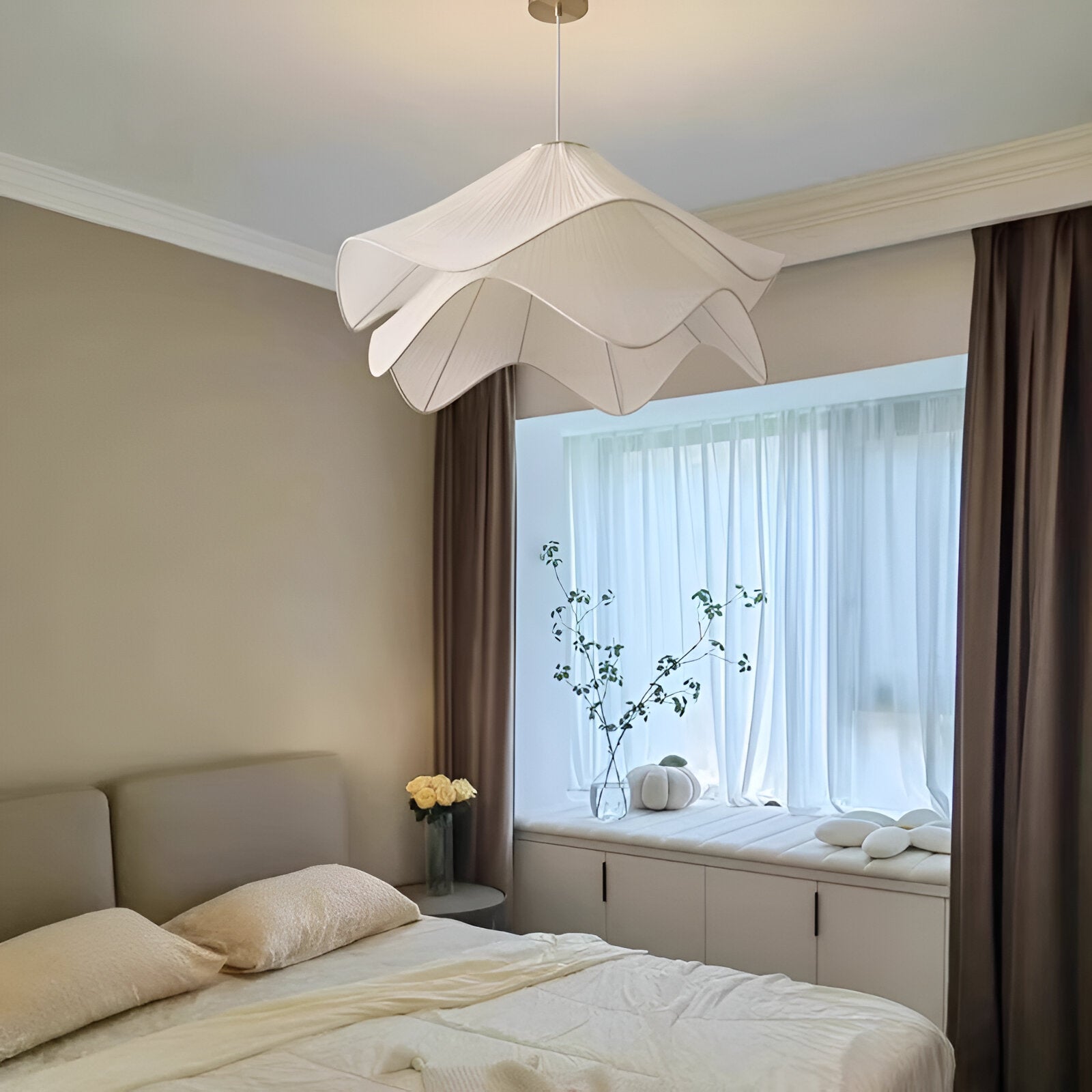 Radiance of Serenity Fabric Japandi Pendant Light