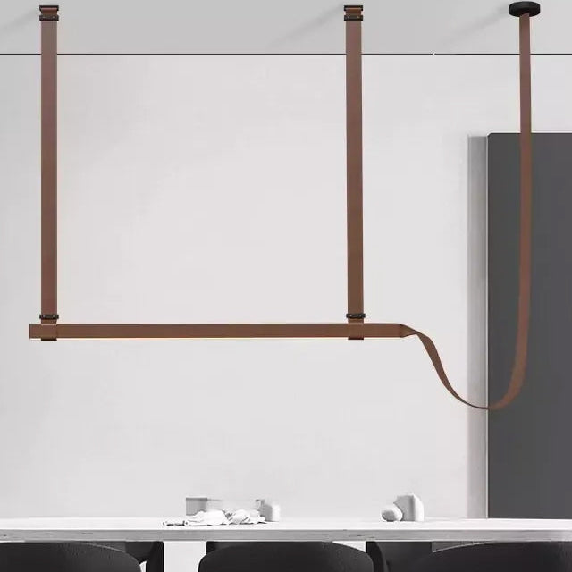 Luxen Minimalist Leather Linear Chandelier