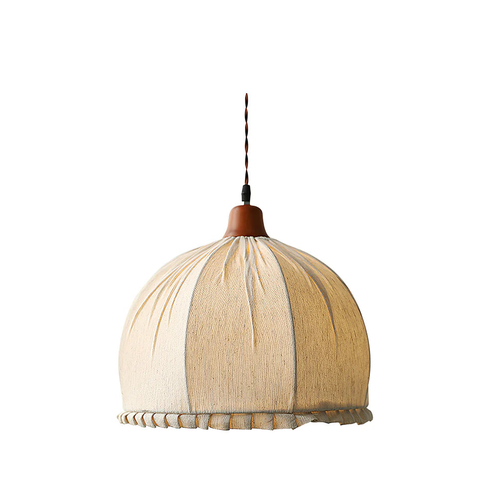 Tally Wood Japandi Linen Pendant Light