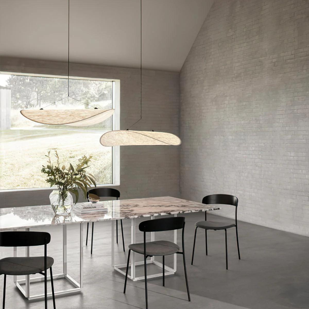 Japandi White Silk Fabric Minimalist Pendant Light