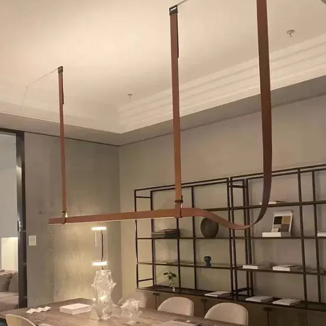 Luxen Minimalist Leather Linear Chandelier
