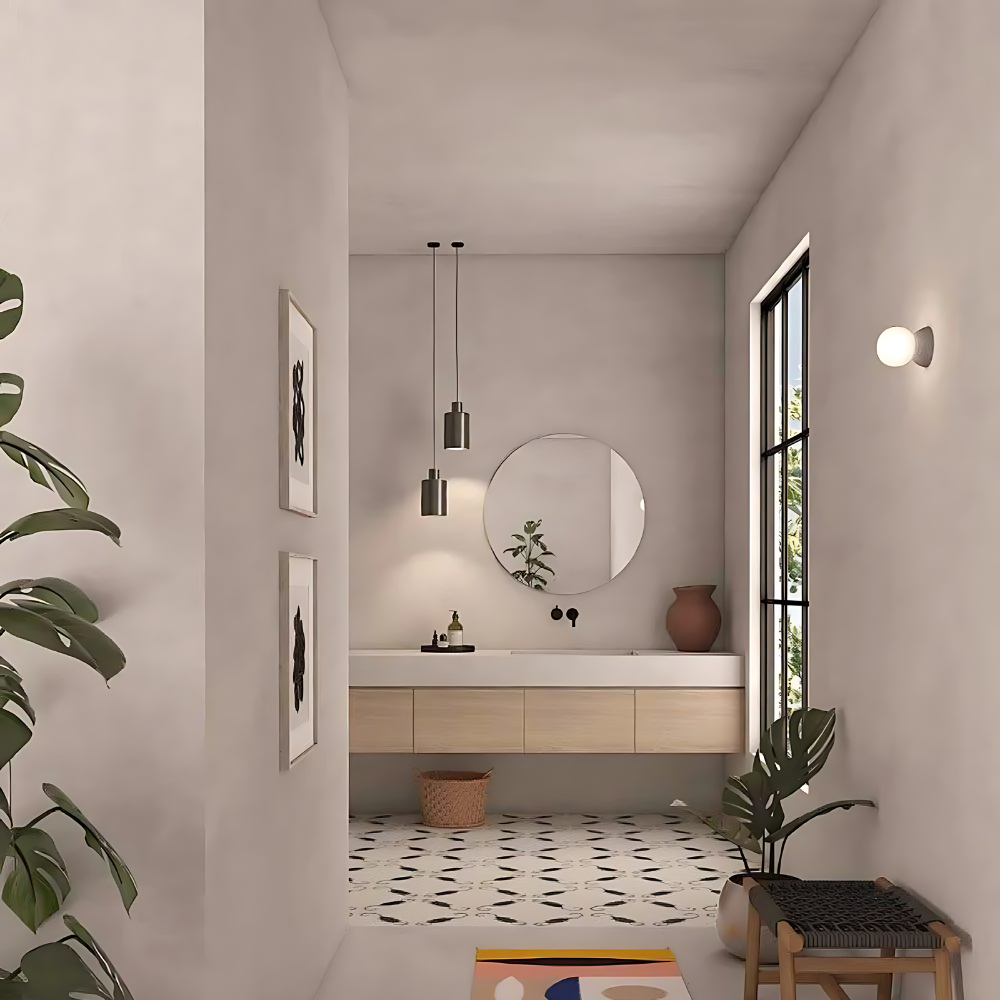 Circle of Light Travertine Cement Wall Light