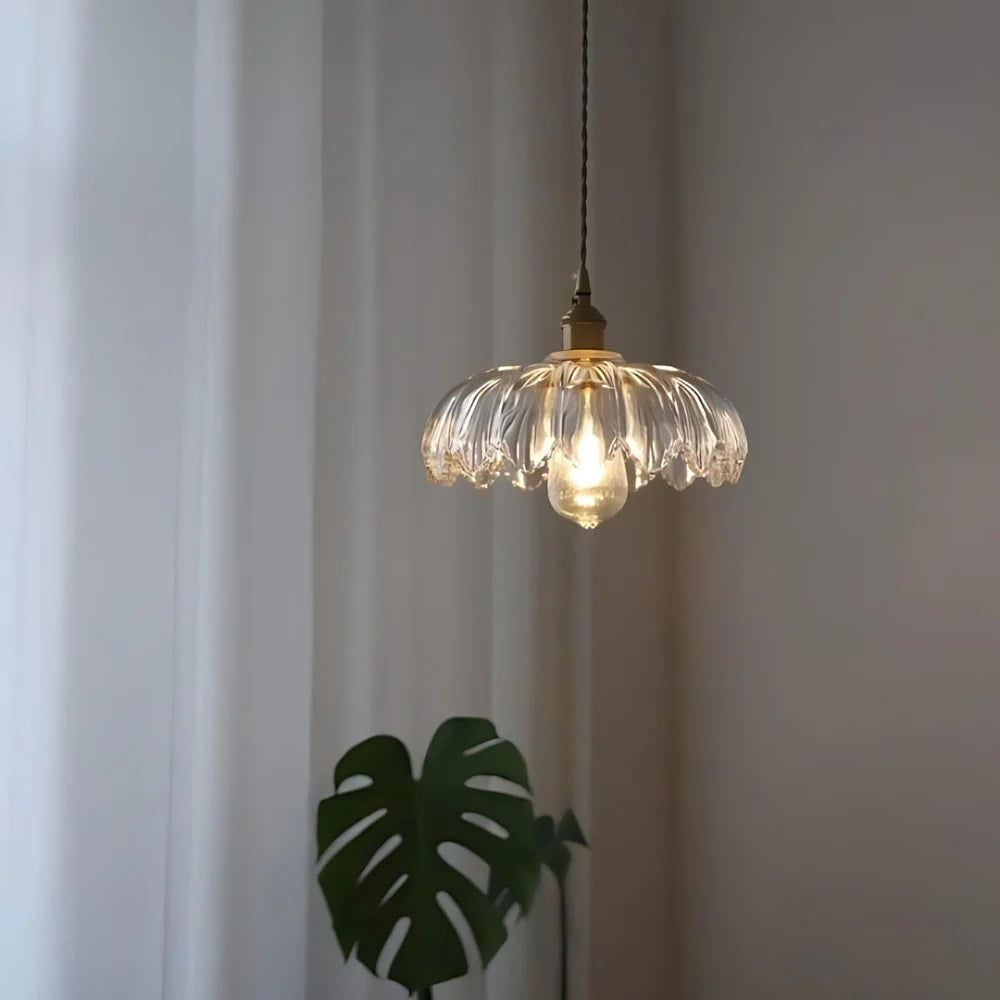 Emerald Lotus Retro Glass Ceiling Light