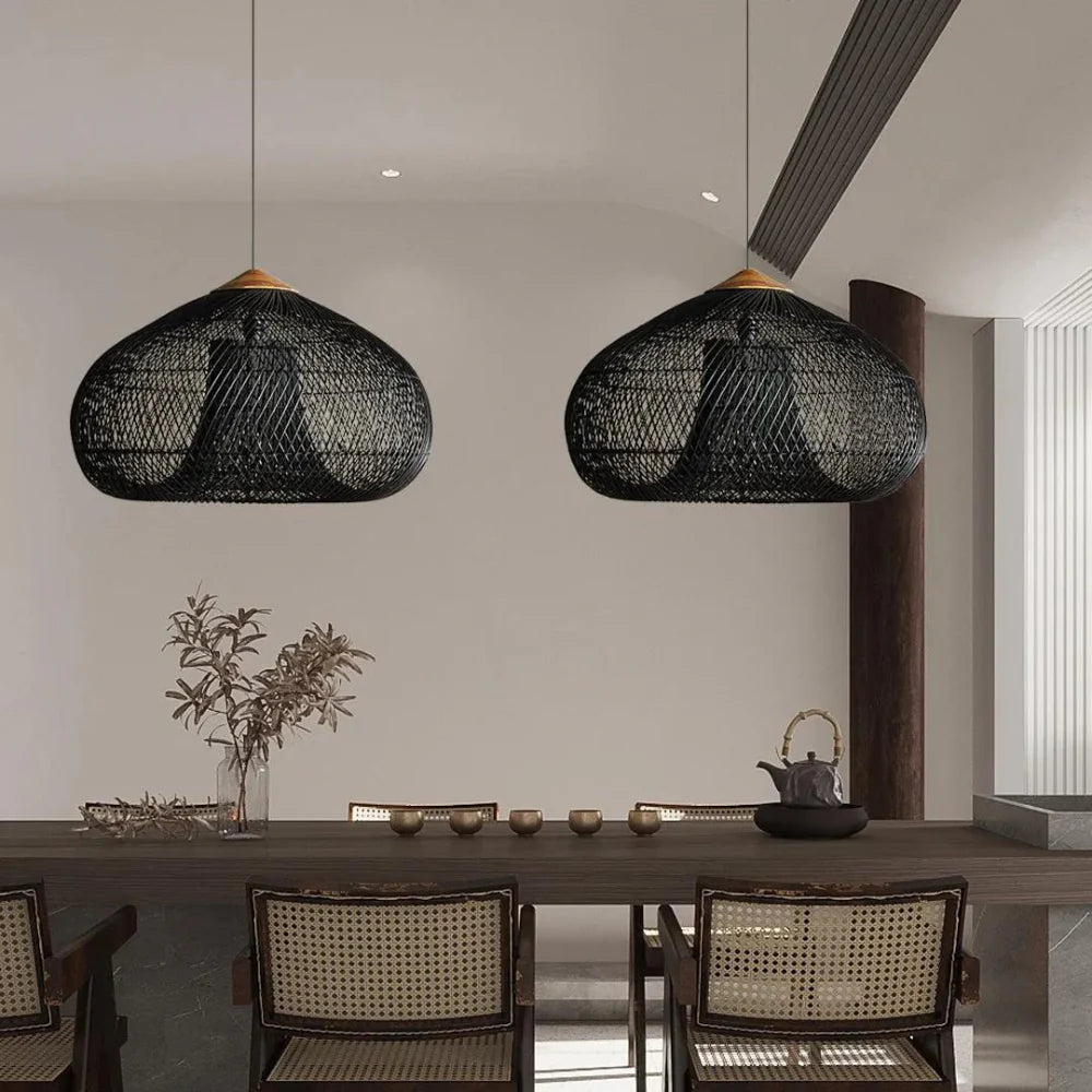 Elegant Handmade Rattan Japandi Pendant Light