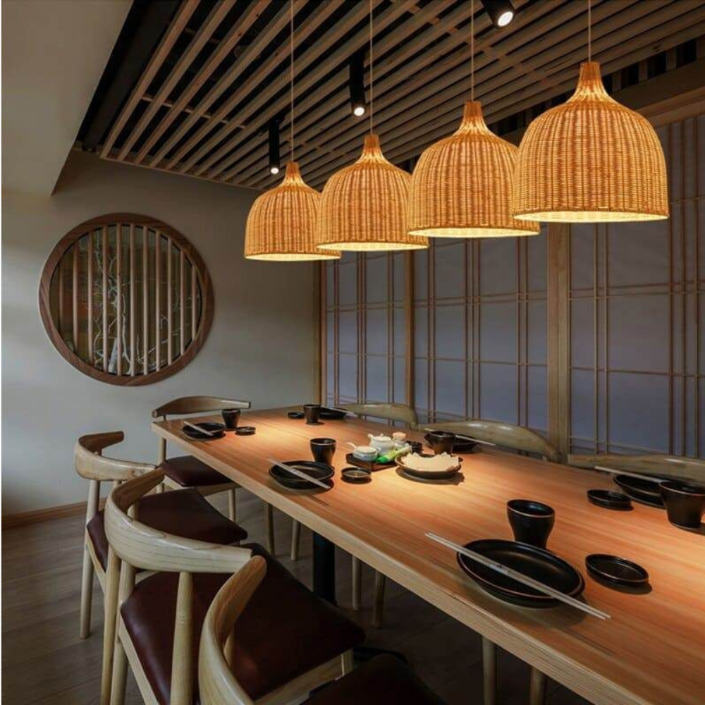 Braided Shine Natural Rattan Japandi Pendant Light