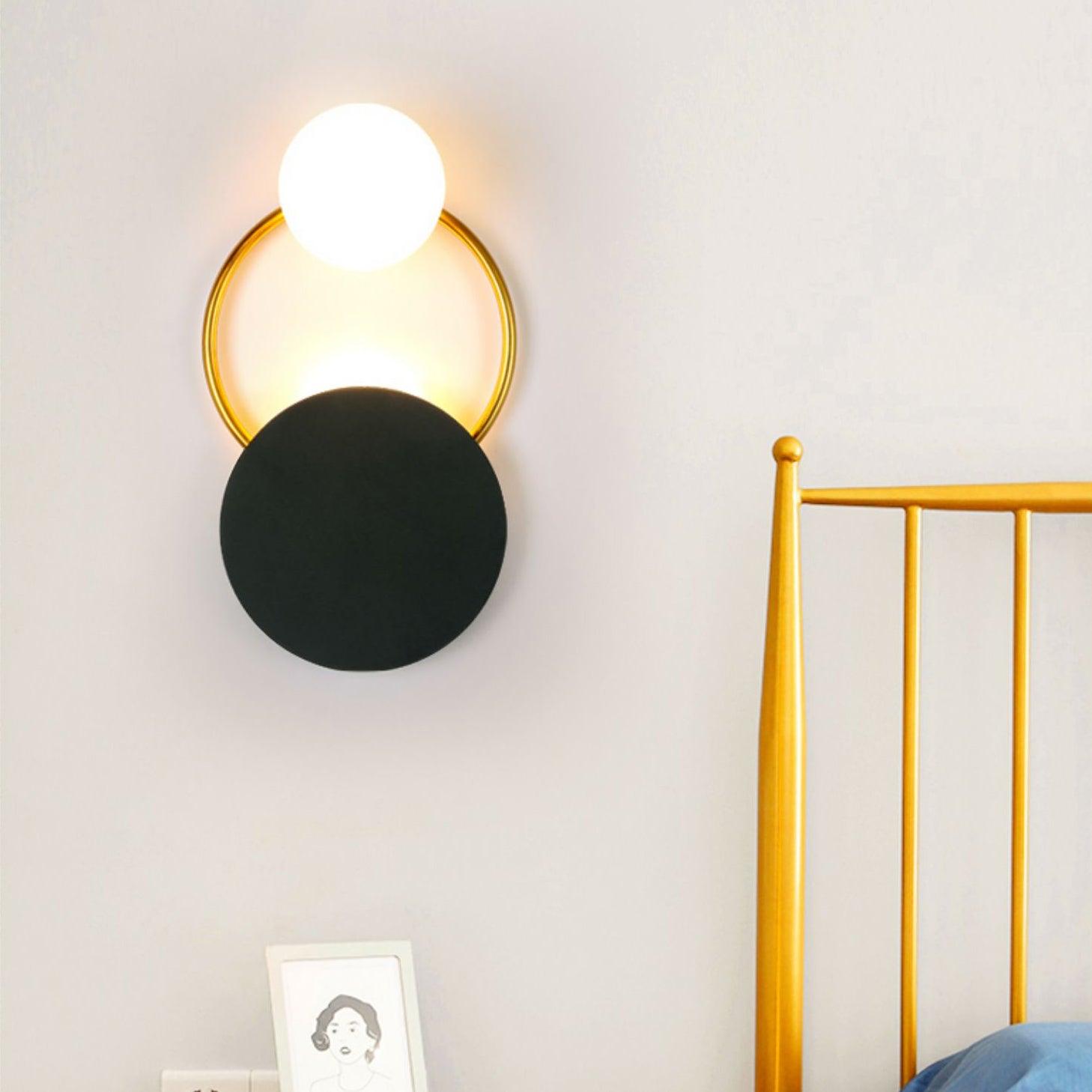 Black Circular Rings Wall Light