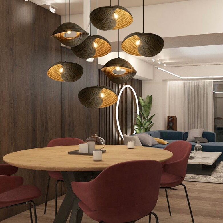 Thai Bamboo Shell Pendant Light