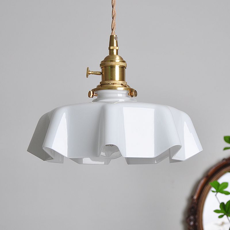 Blush Opaline Glass Retro Glass Pendant Light