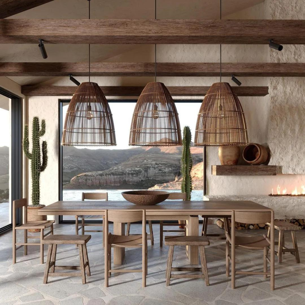 Rustic Natural Rattan Light