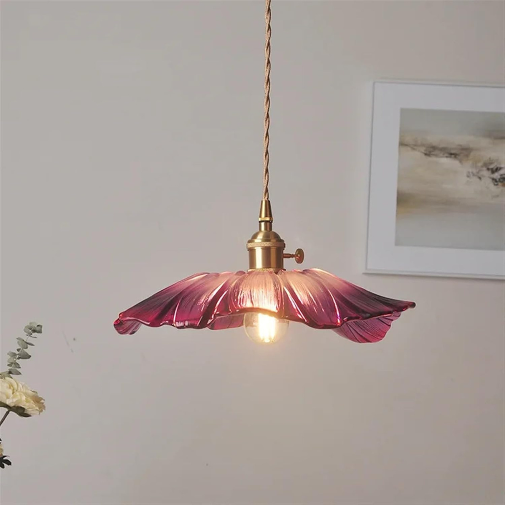 Lotus Glow Vintage Glass Pendant Light