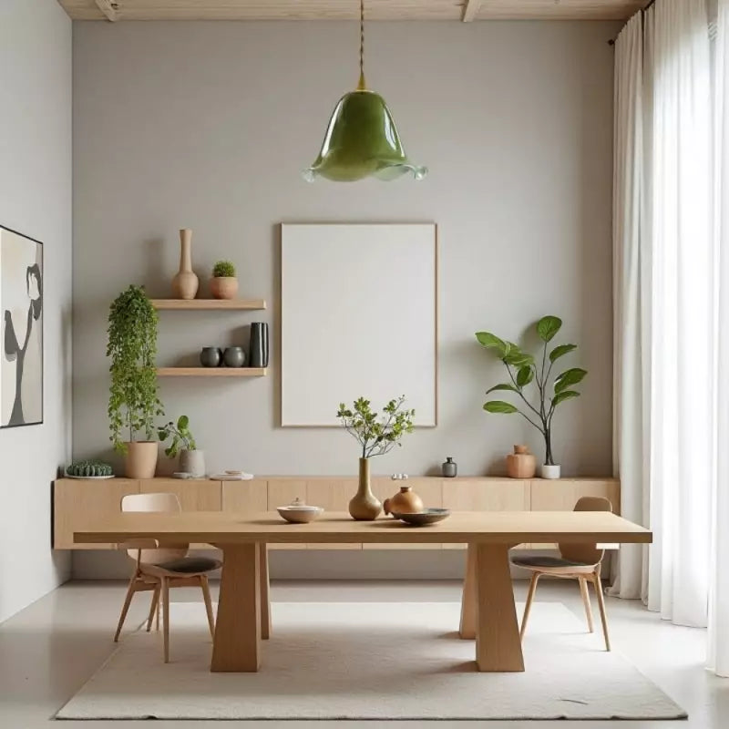 Verdantia Glow Retro Floral Green Glass Pendant Light