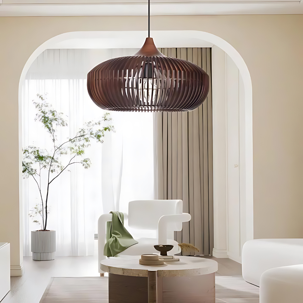 The Halo of Zen Japandi Wood Pendant Light