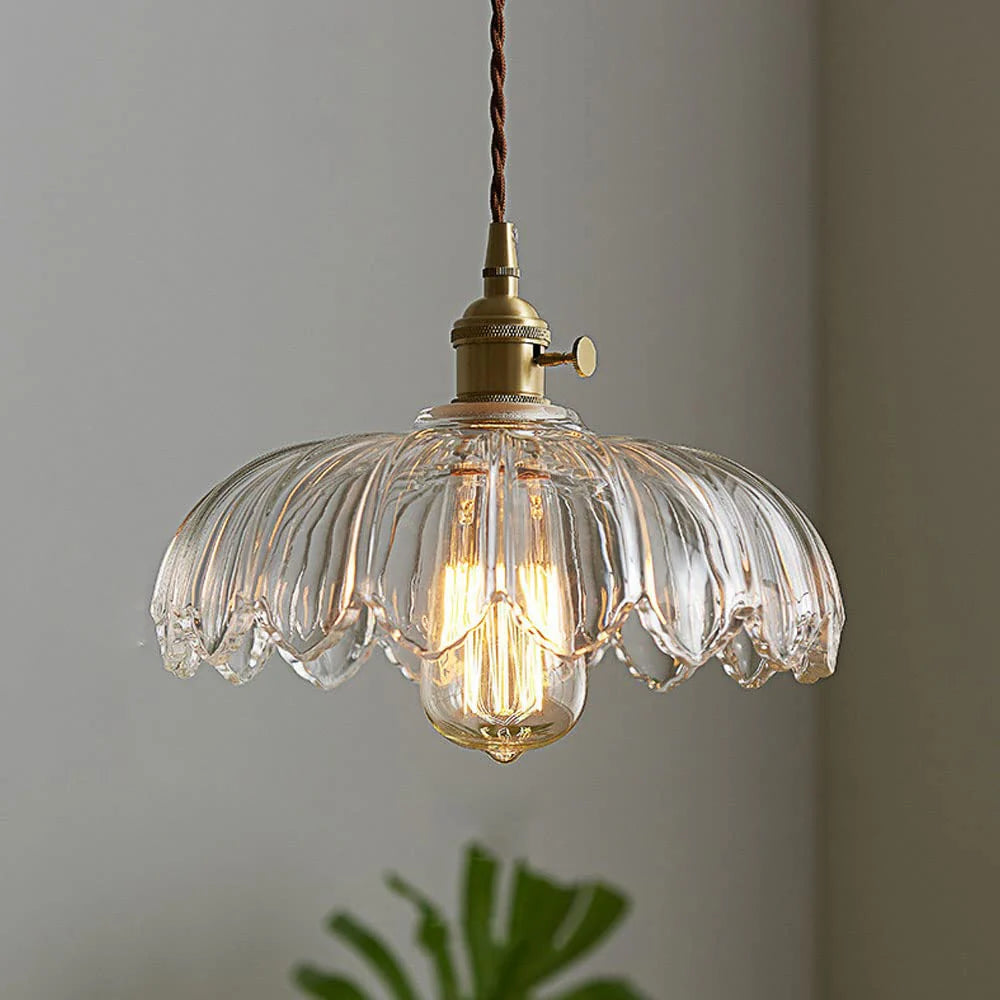 Emerald Lotus Retro Glass Ceiling Light