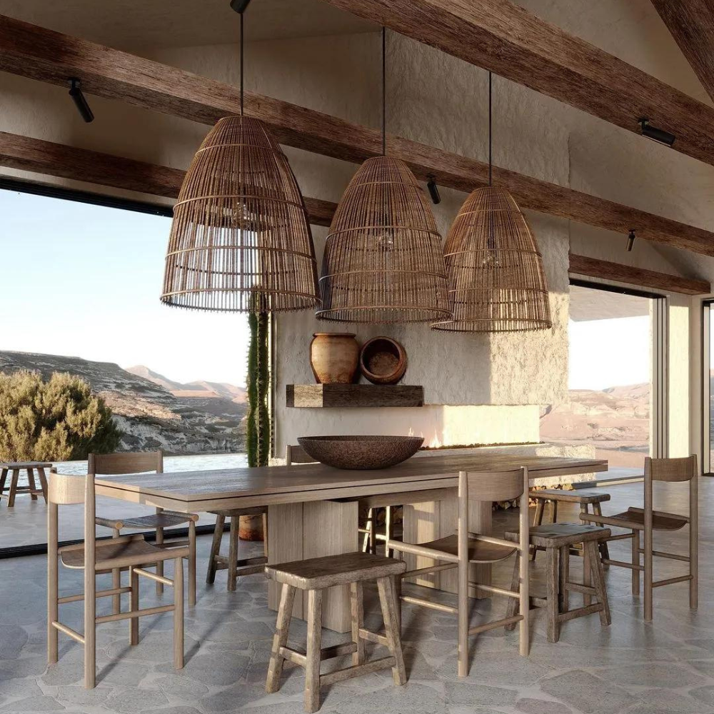 Rustic Natural Rattan Light