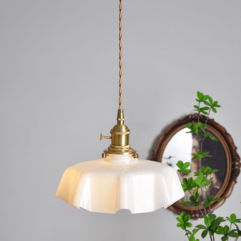 Blush Opaline Glass Retro Glass Pendant Light