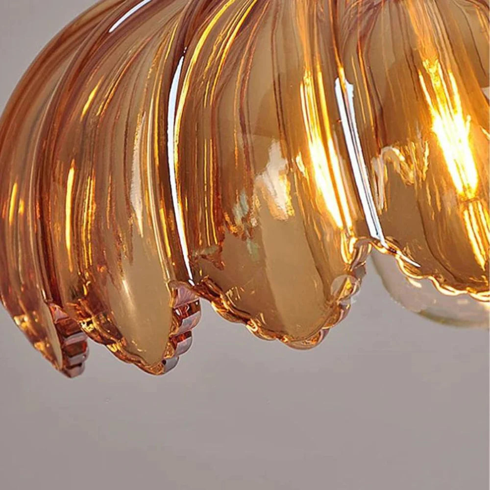 Emerald Lotus Retro Glass Ceiling Light