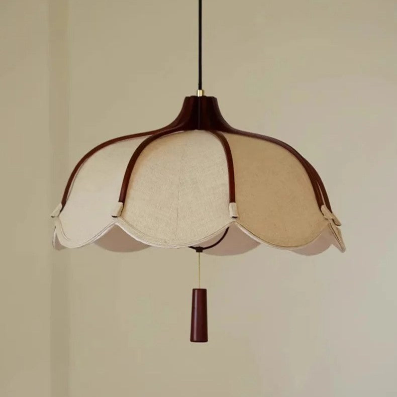 Modern Japanese Wabi Sabi Fabric Flower Shape Pendant Light