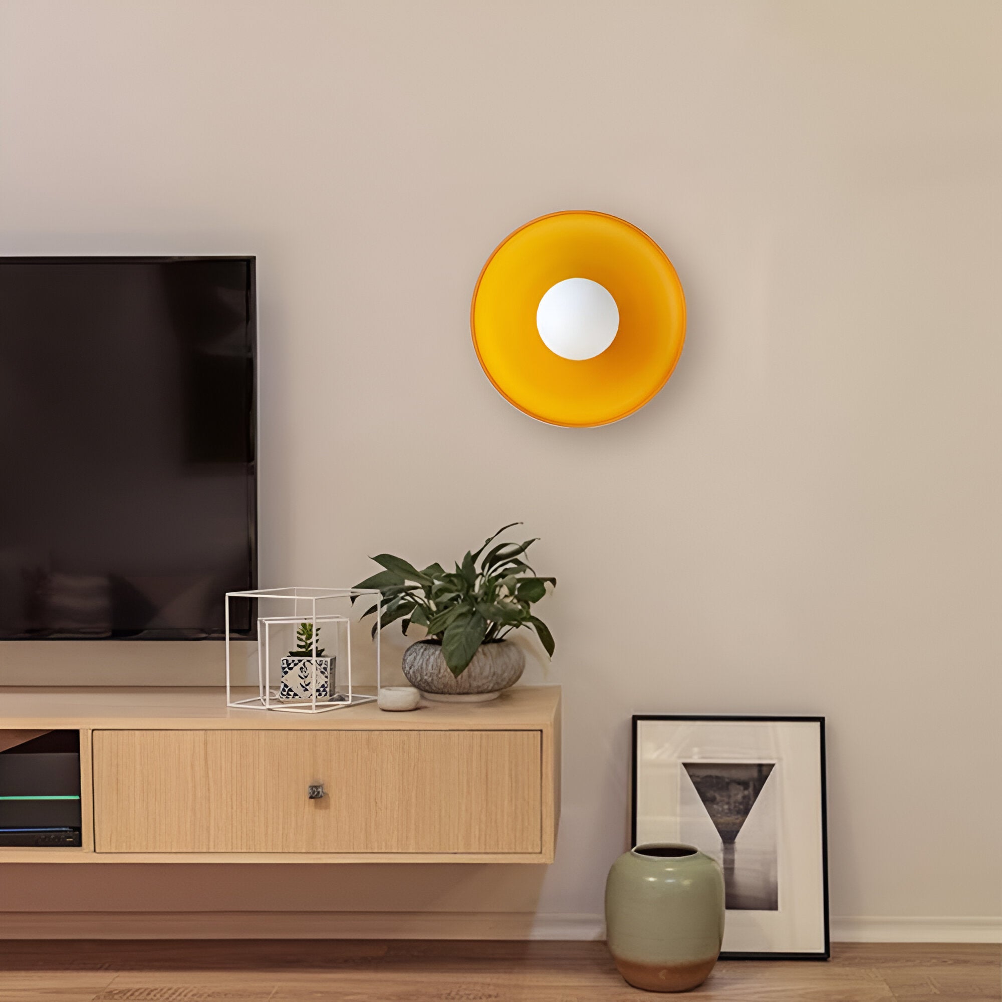 Nordic Glass Olive Disc Wall and Ceiling Light